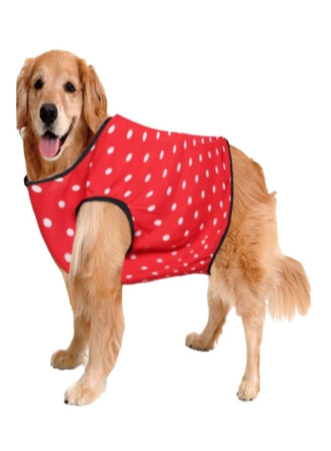 Sage Square Funky Soft Material Dog T-Shirt | Cool/Funky Print Pet | Soft Light Weight | Comfortable & Breathable Dog Clothing | Trendy Vest Outfit (Medium - 16 inch) (Polka Red) - Image 1